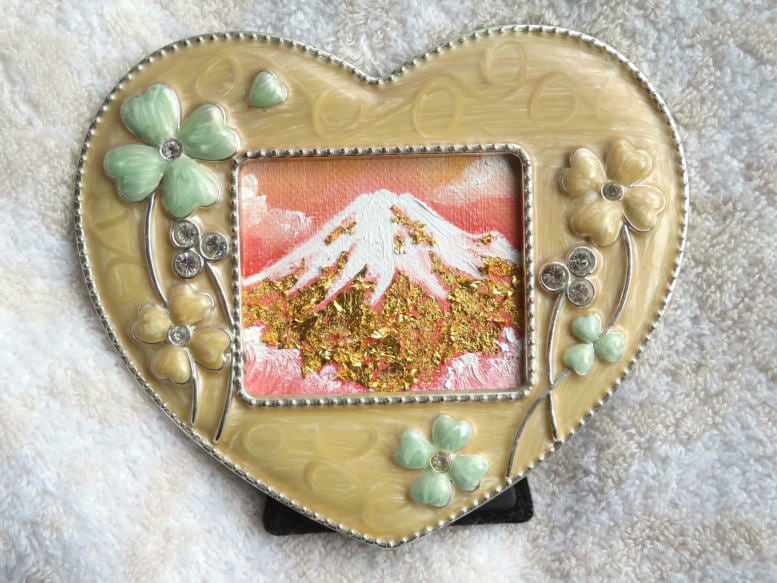還暦感謝フェア【黄金の富士山～紫 SM号】油絵+純金24k金箔 SM号 真