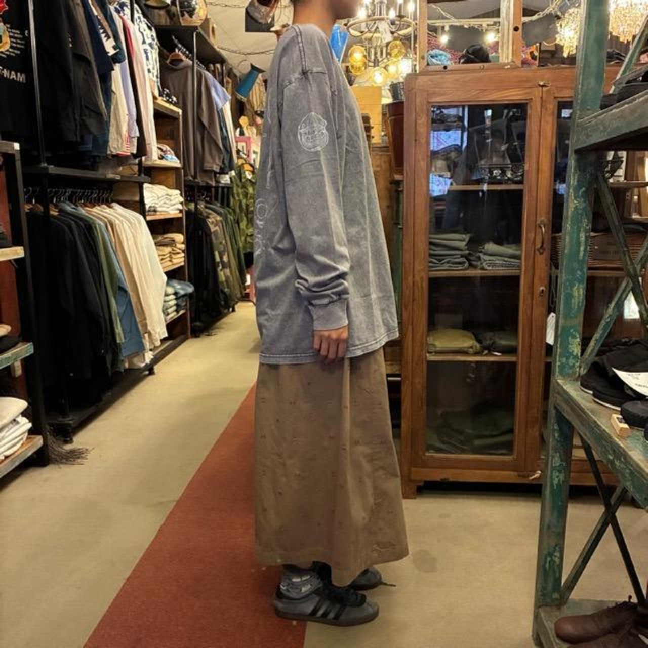 TOPANGA Lady's TOPANGA FIRECOUNTRY Pigment dyed T-shirt Life of seaside Gray　ピグメントダイ長袖Tシャツ　ライフオブシーサイド　グレー　全4サイズ　
