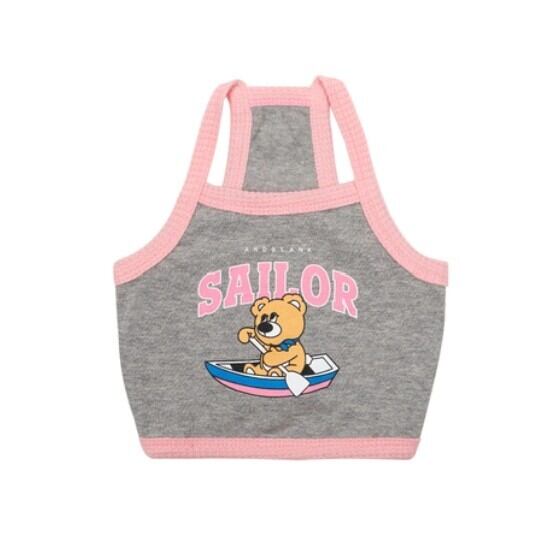 予約【andblank】Sailor Joy Bear Crop Top Gray