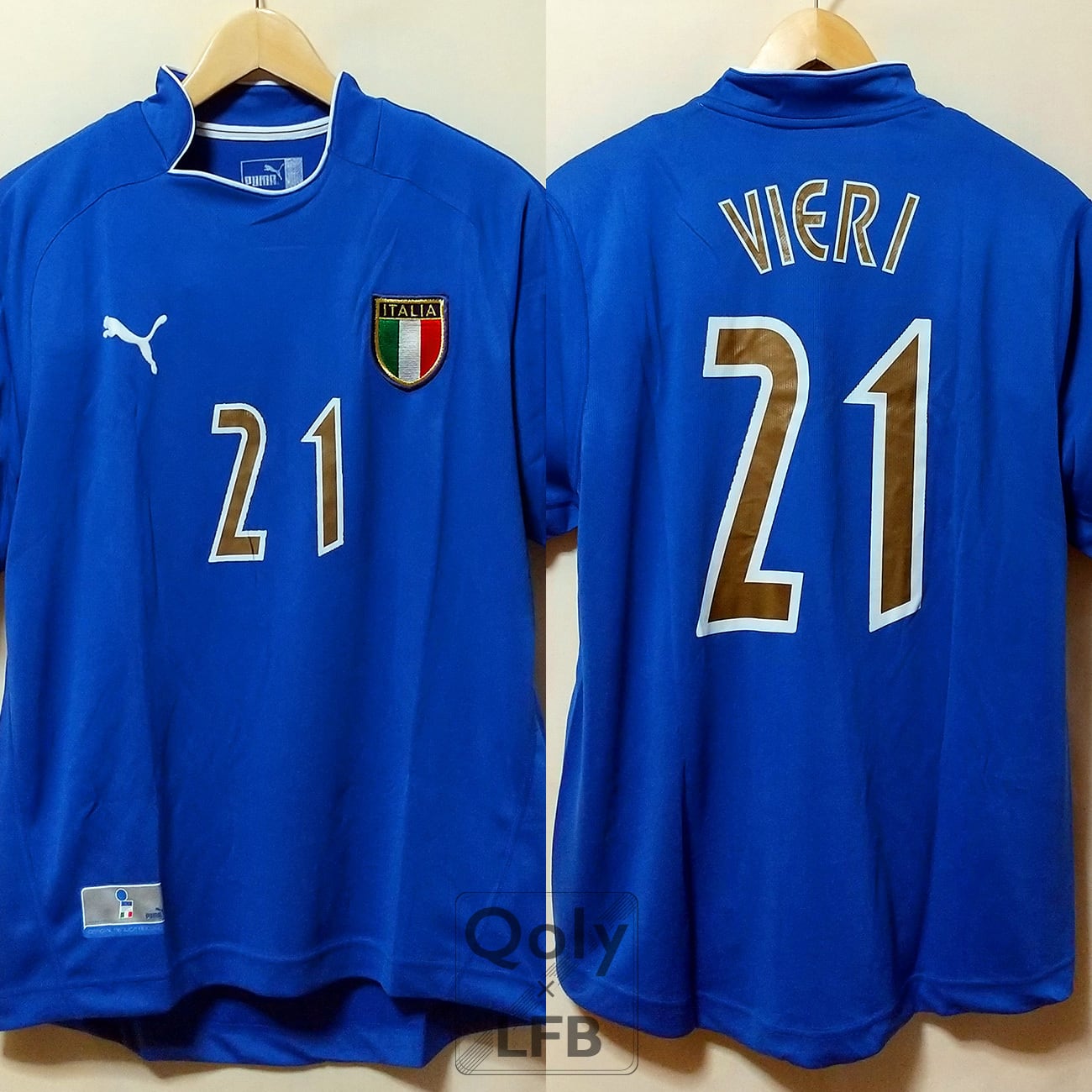 イタリア代表 2003 Puma ホーム半袖 ユニフォーム #21 VIERI ...