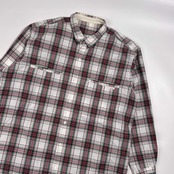 PAPAS パパス チェック 長袖シャツ L/レッド×グリーン系 メンズ