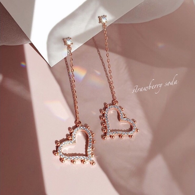 ピンクゴールド ハートピアス&イヤリング