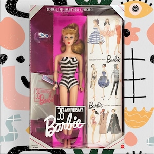 Reproduction Vintage Barbie: 1959 Barbie Doll & Package (35th Anniversary)