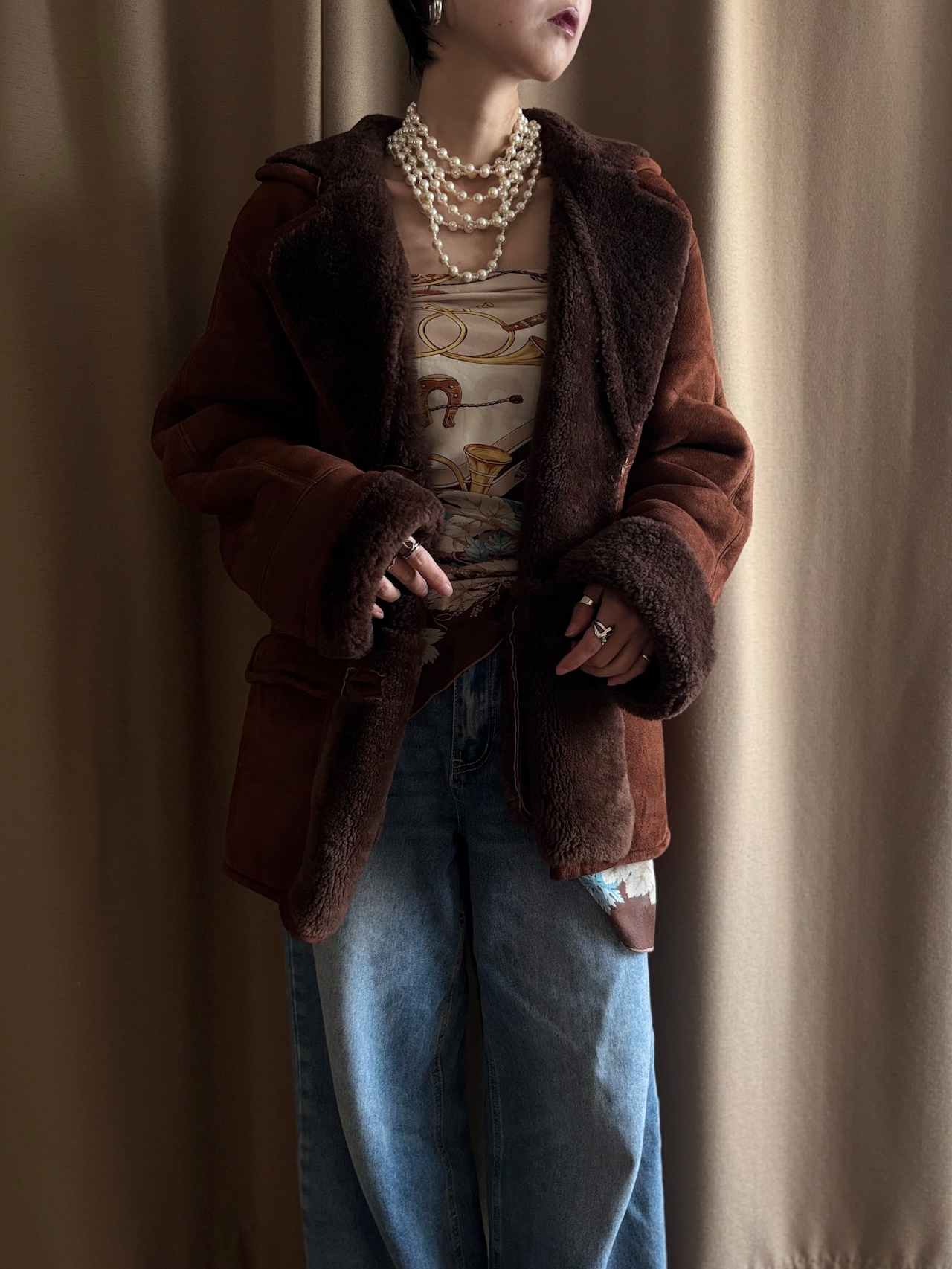 rich brown mouton jacket-5143-1