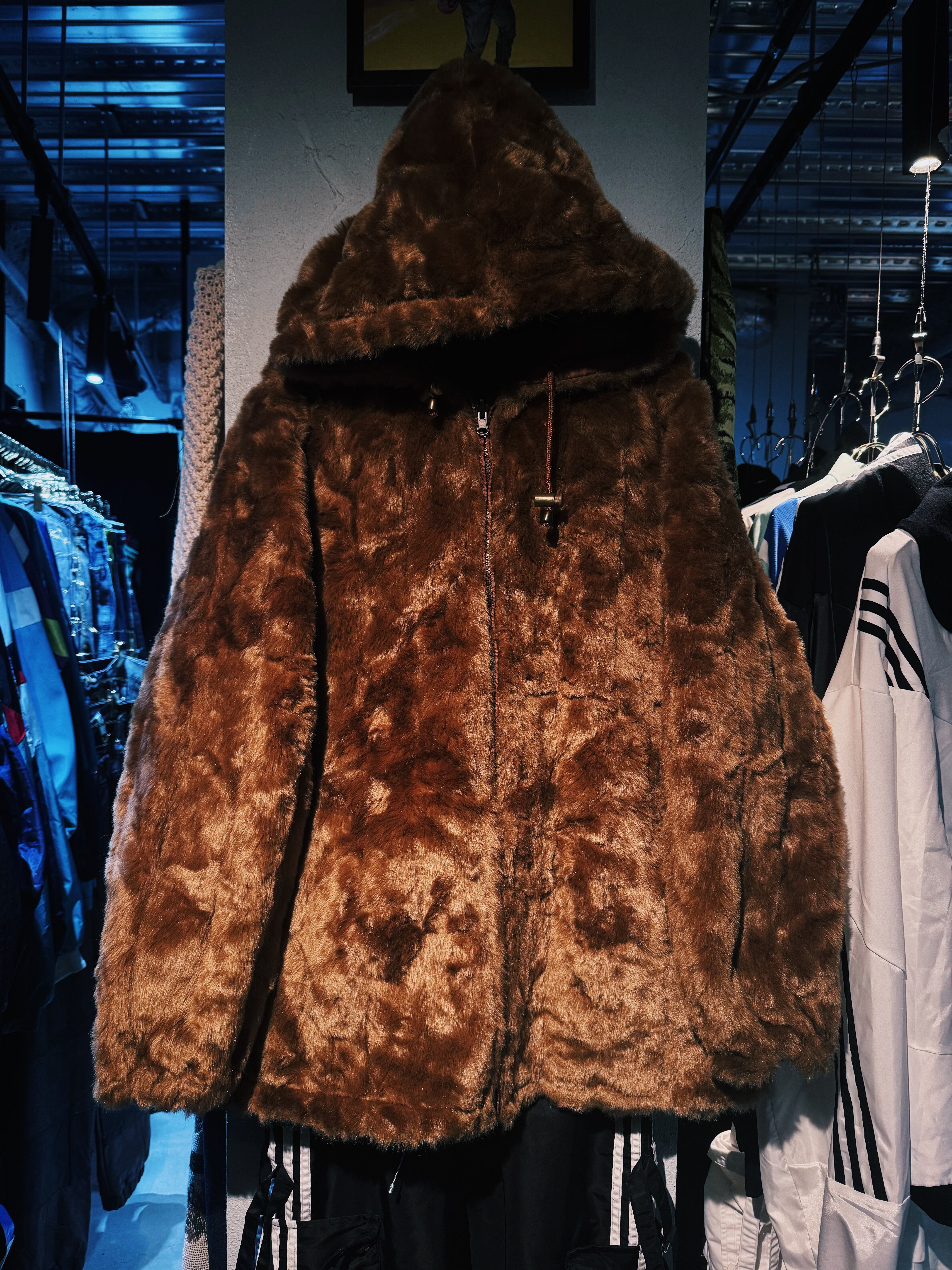 【D4C】Special vintage fur all over pattern reversible hoodie jacket