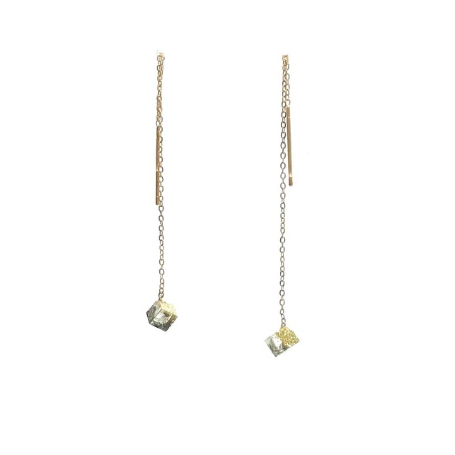 チェーンピアス シルバースクエアS・Threader Earrings - Silver Square (S)