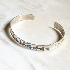 zuni chip-inlay silver bangle