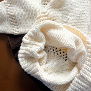 秋オープンワークニットシャツ