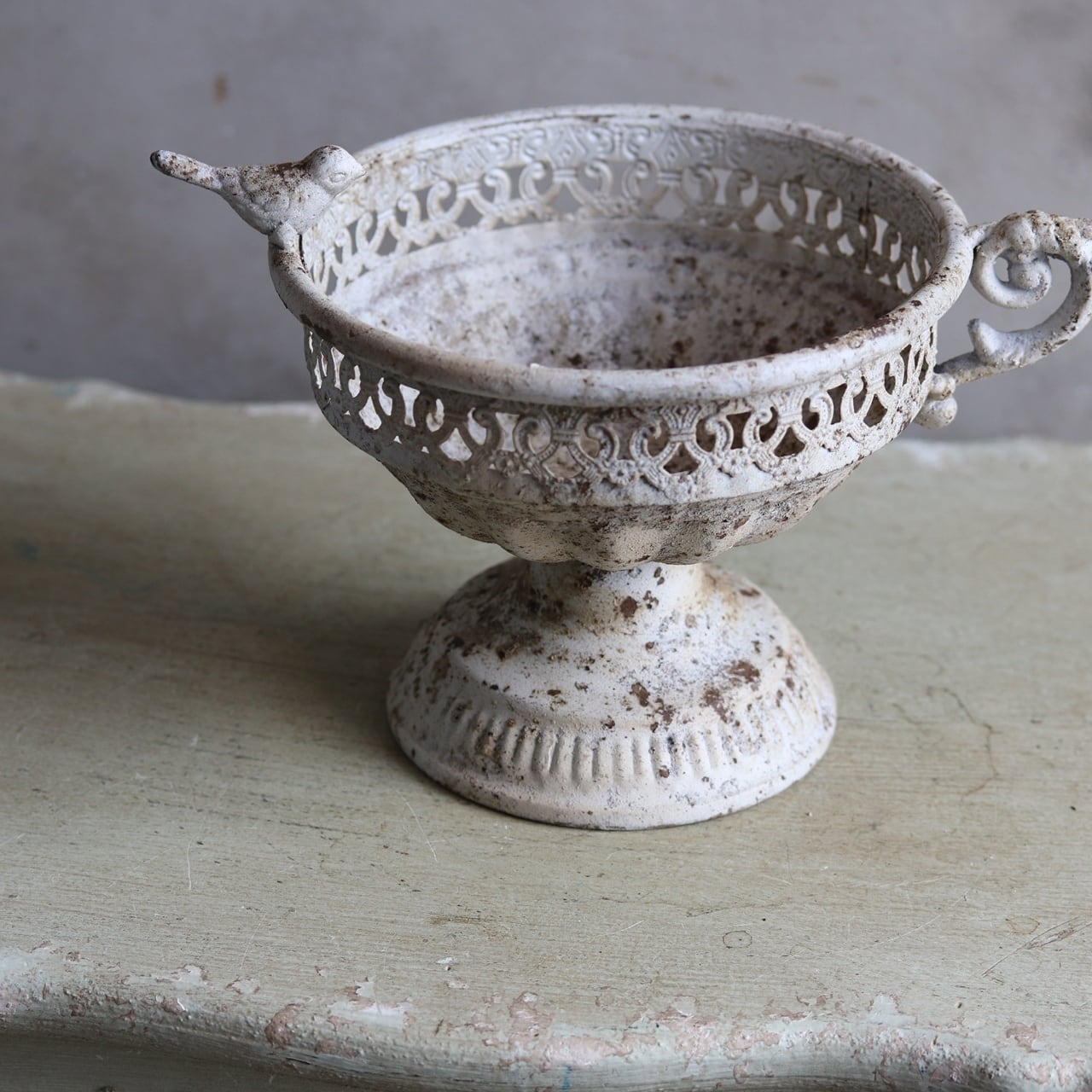 ブリキ植木鉢 オワゾーカップW アンティーク調 シャビーシック