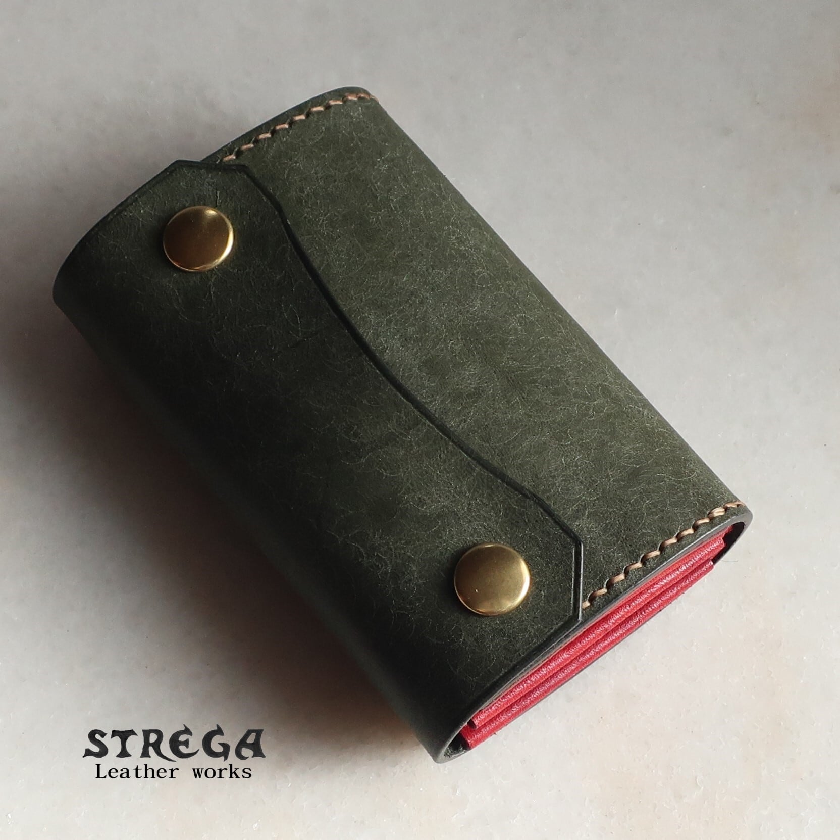 ミニウォレット イタリアンレザー マルゴー グリーン | STREGA Leather ...