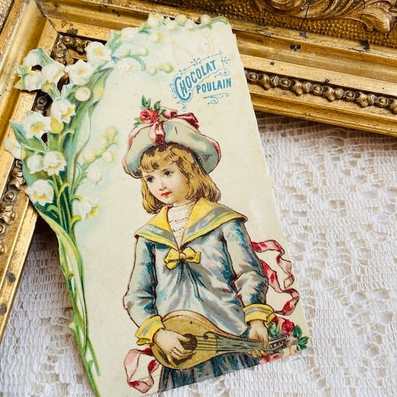 アンティーク　フランス　クロモス　8枚セット　Guerin Boutron フランスアンティーク クロモカード クロモス パリ CHOCOLAT GUERIN