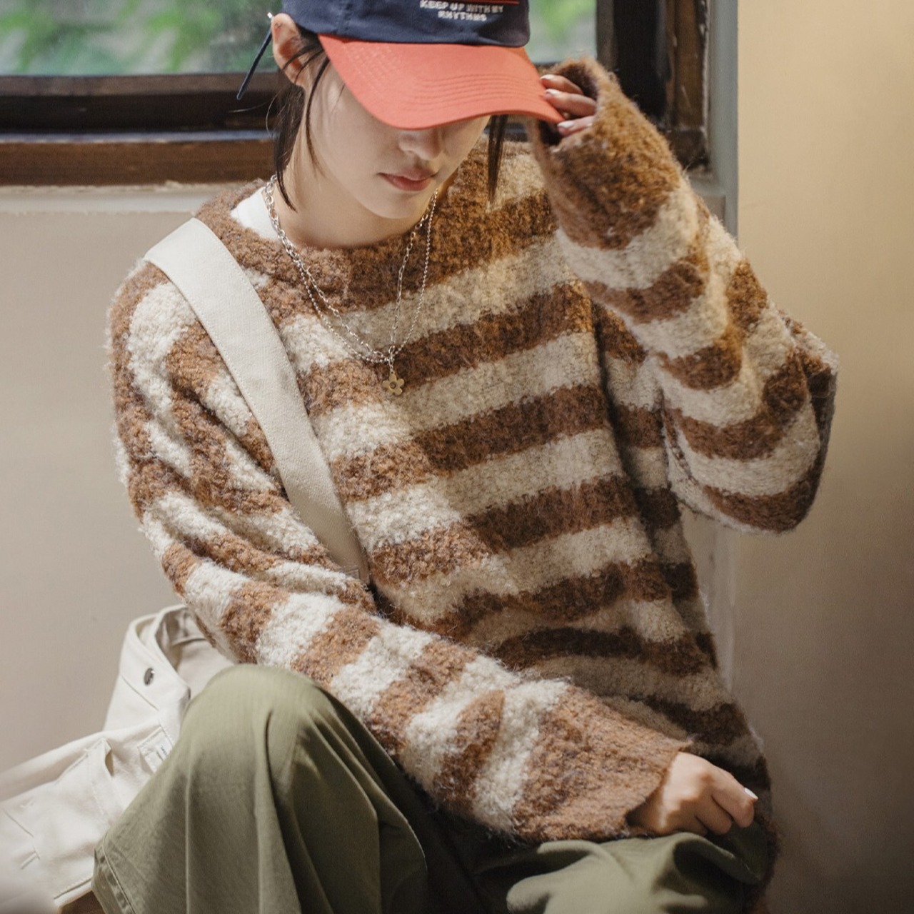 Oversize Striped Knitted Sweater / オーバーサイズ ストライプ ニット セーター