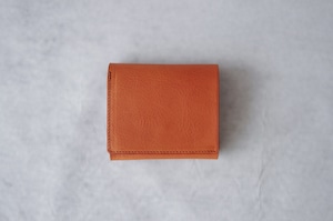 【二つ折り財布 薄型】コンパクト 薄型 シンプル 財布 コニャック