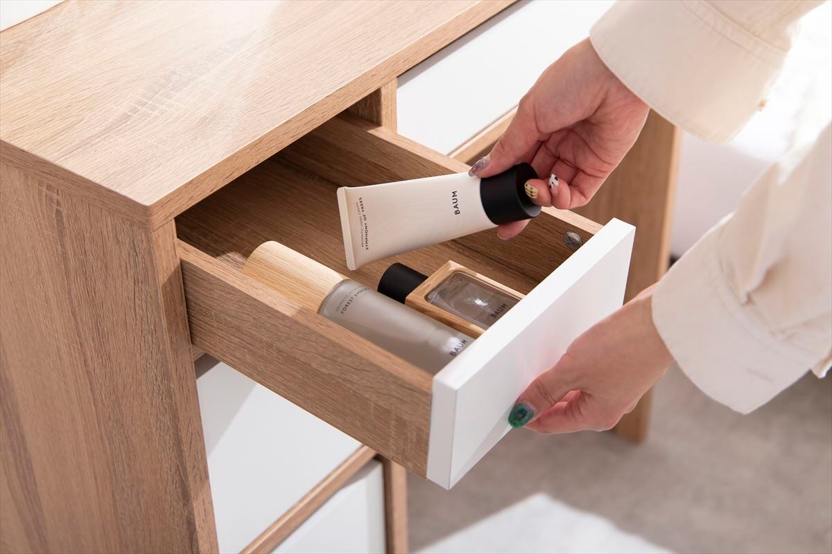 ドレッサーセット ホワイトxナチュラルのバイカラーが素敵