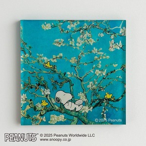 スヌーピー　アクリルマグネット　ゴッホ　花咲くアーモンドの木の枝