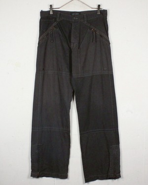 【Caka act2】Zip Gimmick Vintage Wide Linen Pants