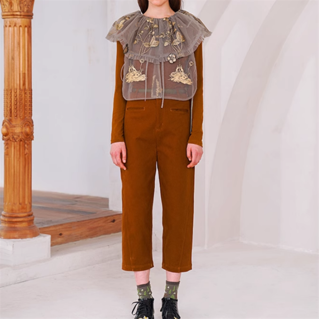 レトロ刺繍チュールベスト　10923