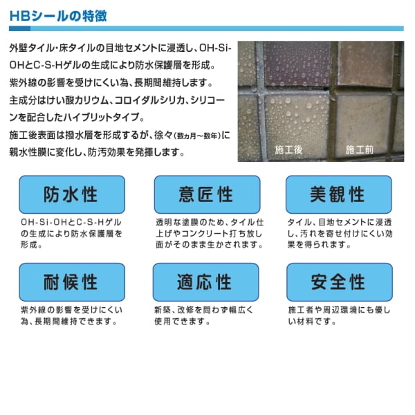HBシール RCG JAPAN アールシージージャパン 8kgセット 外壁タイル 床タイル 目地セメント 防汚 防水保護 防水材料屋一番 BASE