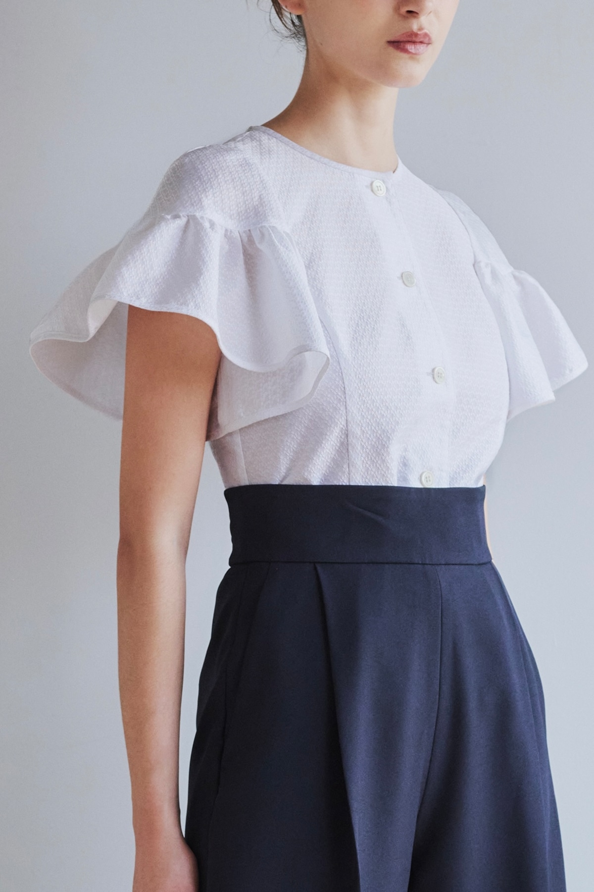 COUTURE FLEAR SLEEVES TOP WHITE | AMICA・kids