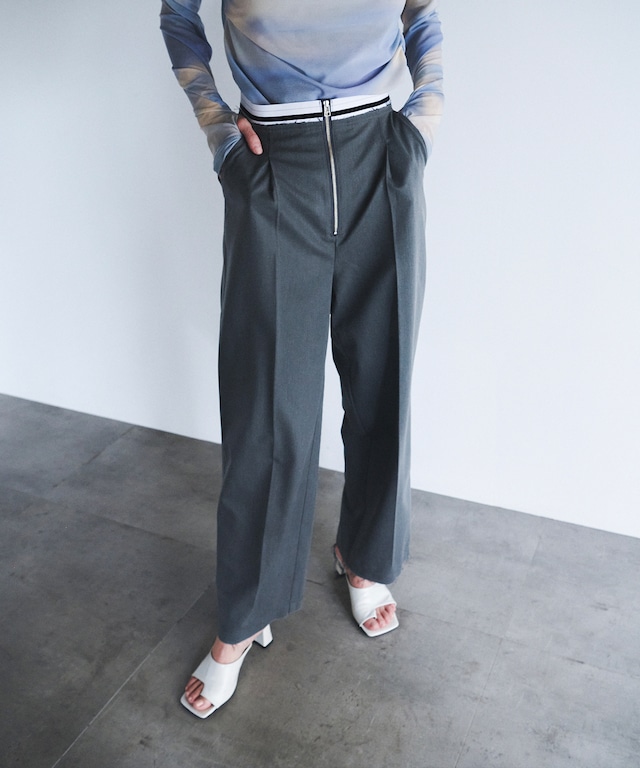 WAIST DESIGN TUCK PANTS (GRAY)