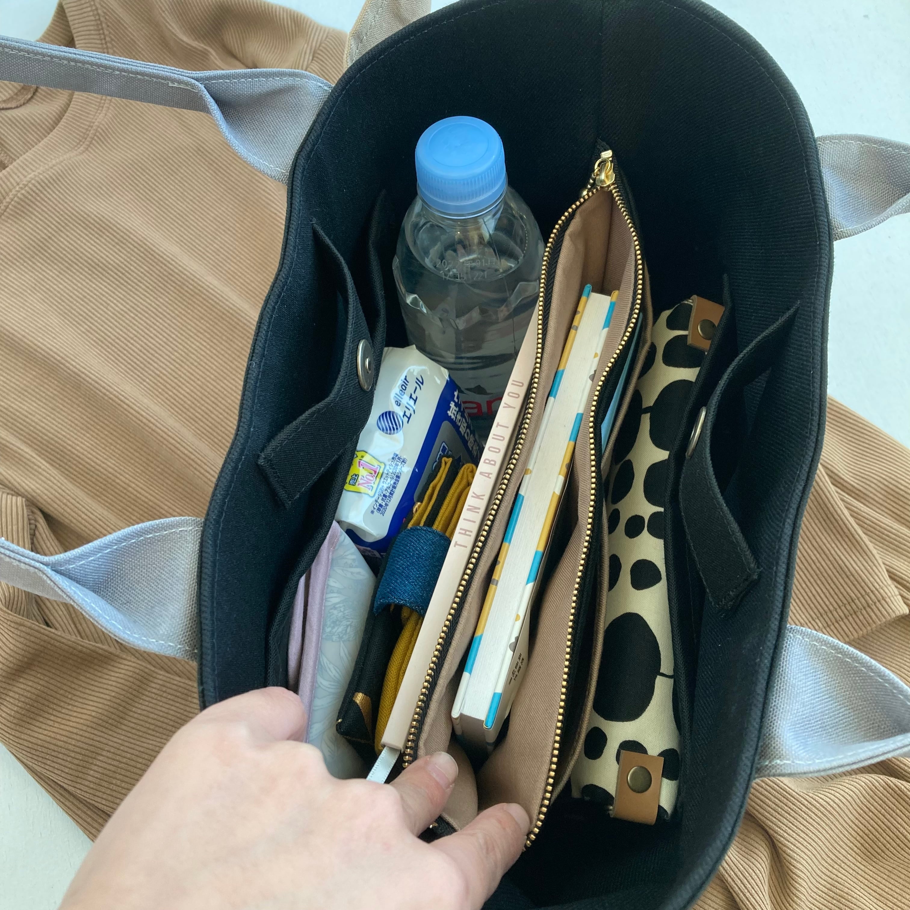 トートバッグMサイズ・ポケットいっぱい＋背面スマホポケット（大人