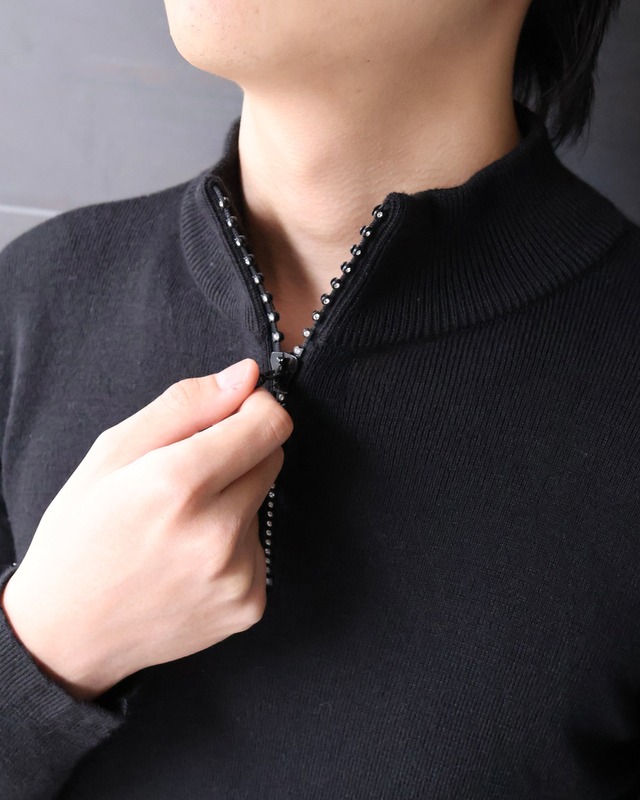 half zip glitter design knit