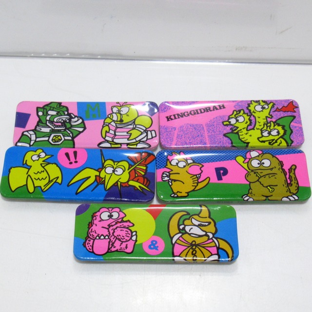 昭和レトロ　ゴジランド　角バッジ　5個セット　SDゴジラ　[$6]