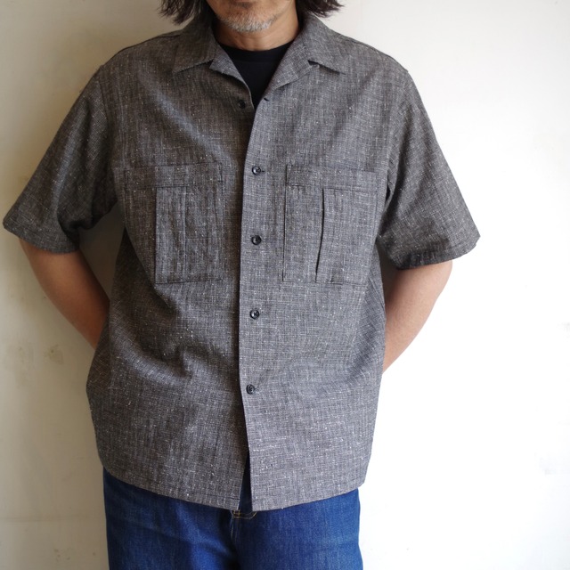 comm.arch.  Nepped Check Open Collar Shirt
