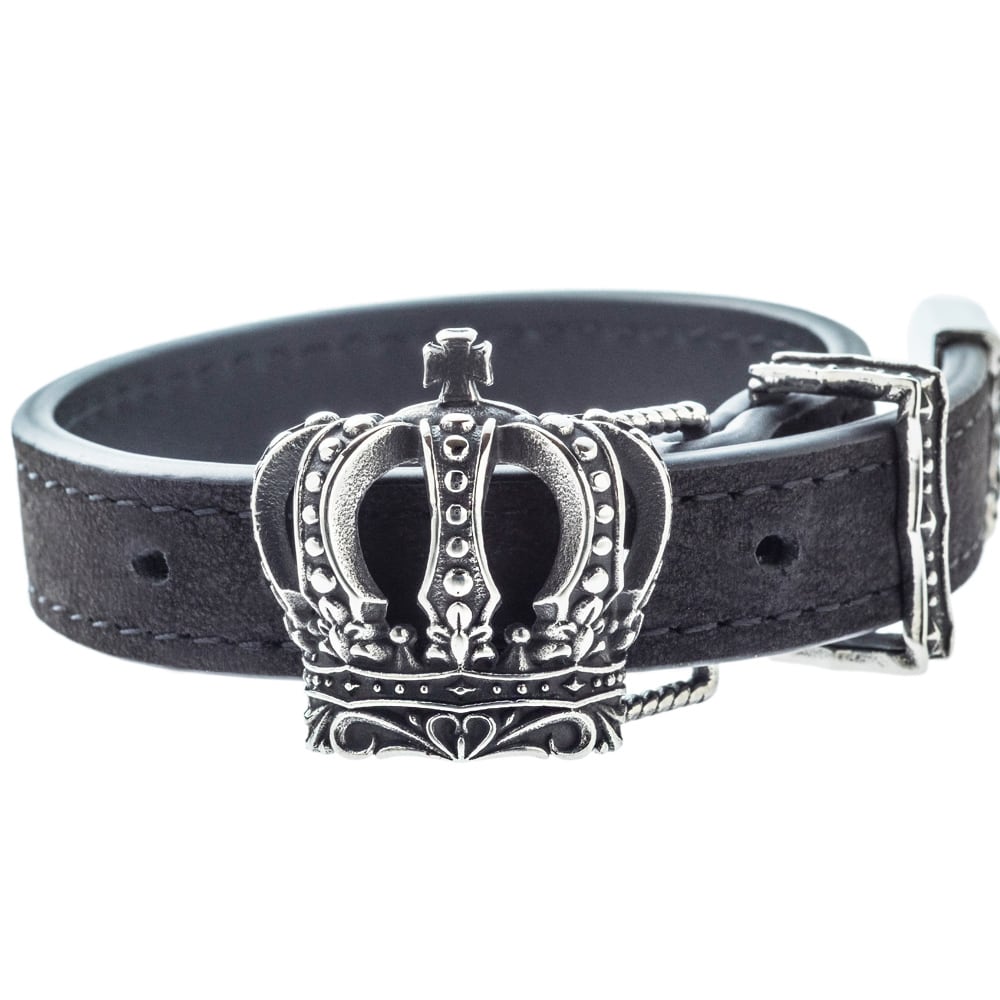 クラウンレザーブレスレット AKB0030 Crown leather bracelet シルバー