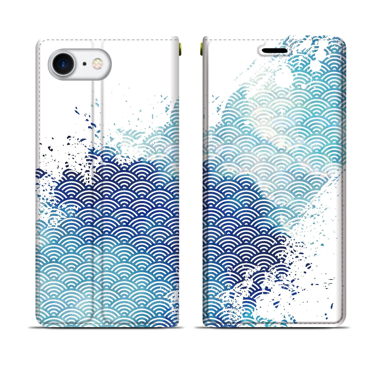 【オーダー分】青海波・海雲 - 和風 帯無 手帳型iPhoneケース
