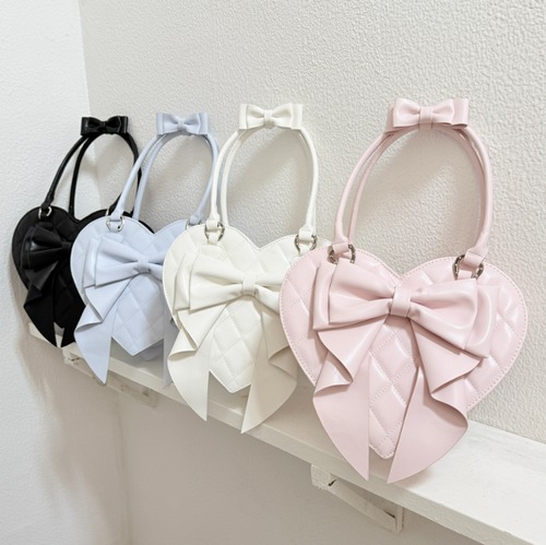 ゆめかわ♡全４カラー　リボンハートバッグ　bag49