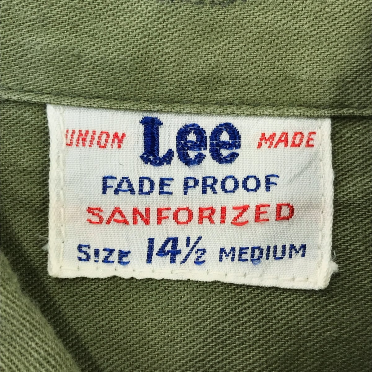 LEE リー 40年代 USA製 コットンツイル ワークシャツ オリーブグリーン