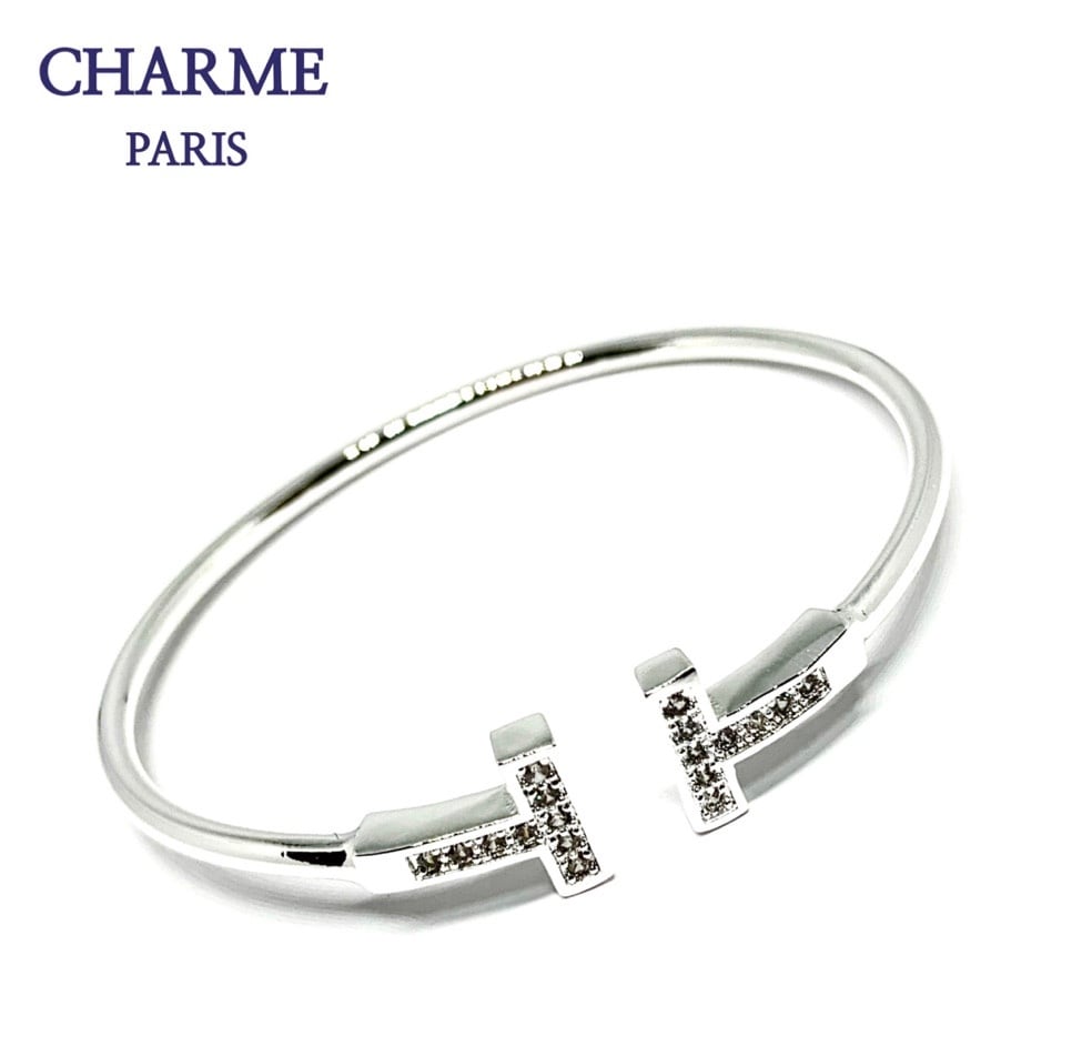 18k plating T bangle (silver)