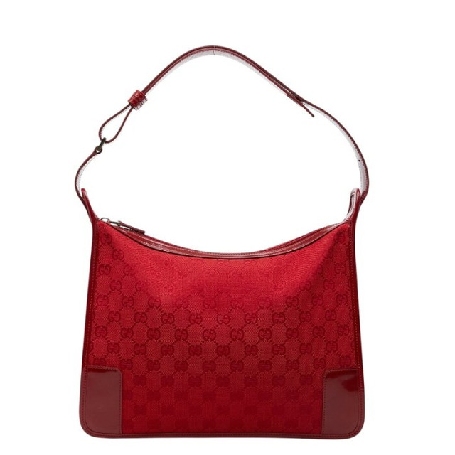グッチ GGキャンバス ワンショルダーバッグ 001 4205 レッド キャンバス パテントレザー レディース GUCCI 【中古】