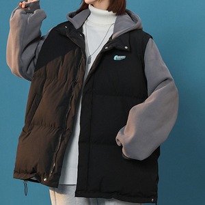 ジャケット アウター フード付き オーバーサイズ 無地 バイカラー 切替 シンプル カジュアル 防寒 アウトドア レジャー お出かけ OU-003YK