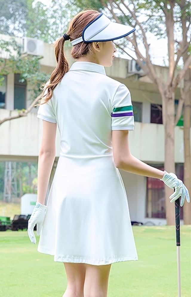 ポロワンピース　ライン　ブラック　ホワイト