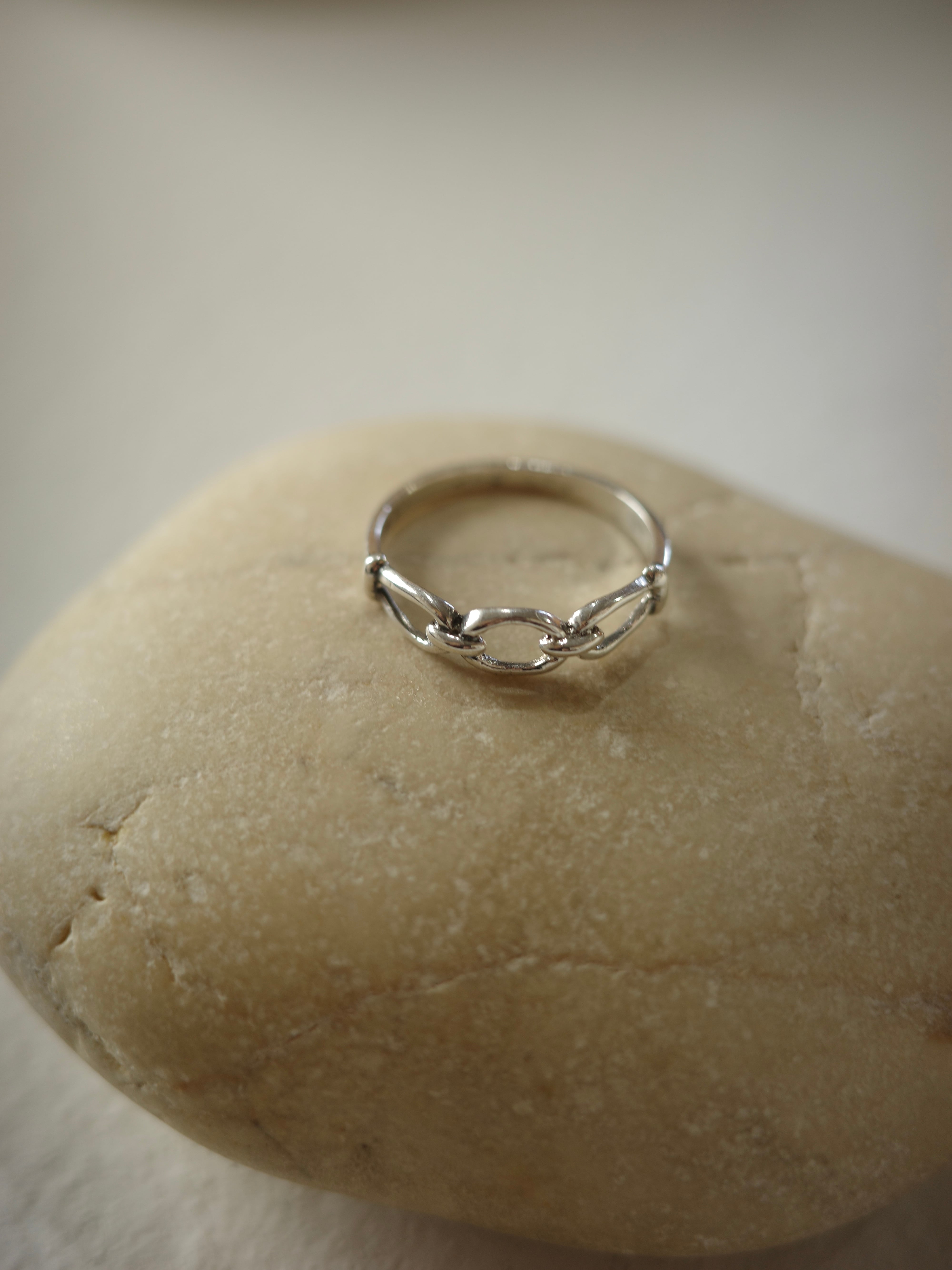 <vintage silver925>birdcage chain ring