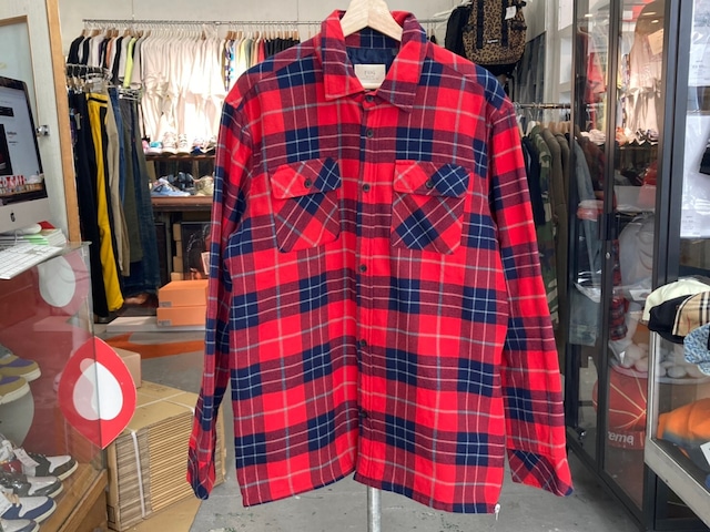 FOG COLLECTION ONE PLAID SLANNEL PADDED SHIRT RED/NAVY MEDIUM