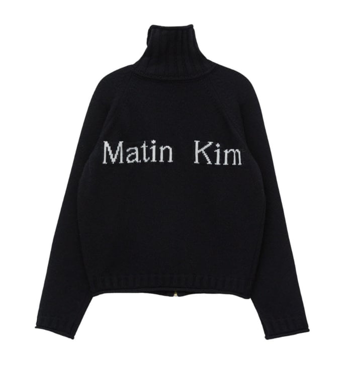 [Matin Kim] SPELL POINT KNIT ZIP UP IN BLACK 正規品 韓国 ブランド 韓国ファッション 韓国代行 アウター  トップス | BONZ (韓国ブランド 代行) powered by BASE