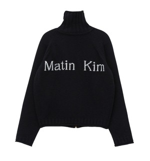 [Matin Kim] SPELL POINT KNIT ZIP UP IN BLACK 正規品 韓国 ブランド 韓国ファッション 韓国代行 アウター トップス