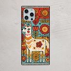 受注生産 iPhoneケース 家と花のカラフル民芸柄｜建物モチーフ PSYF067C