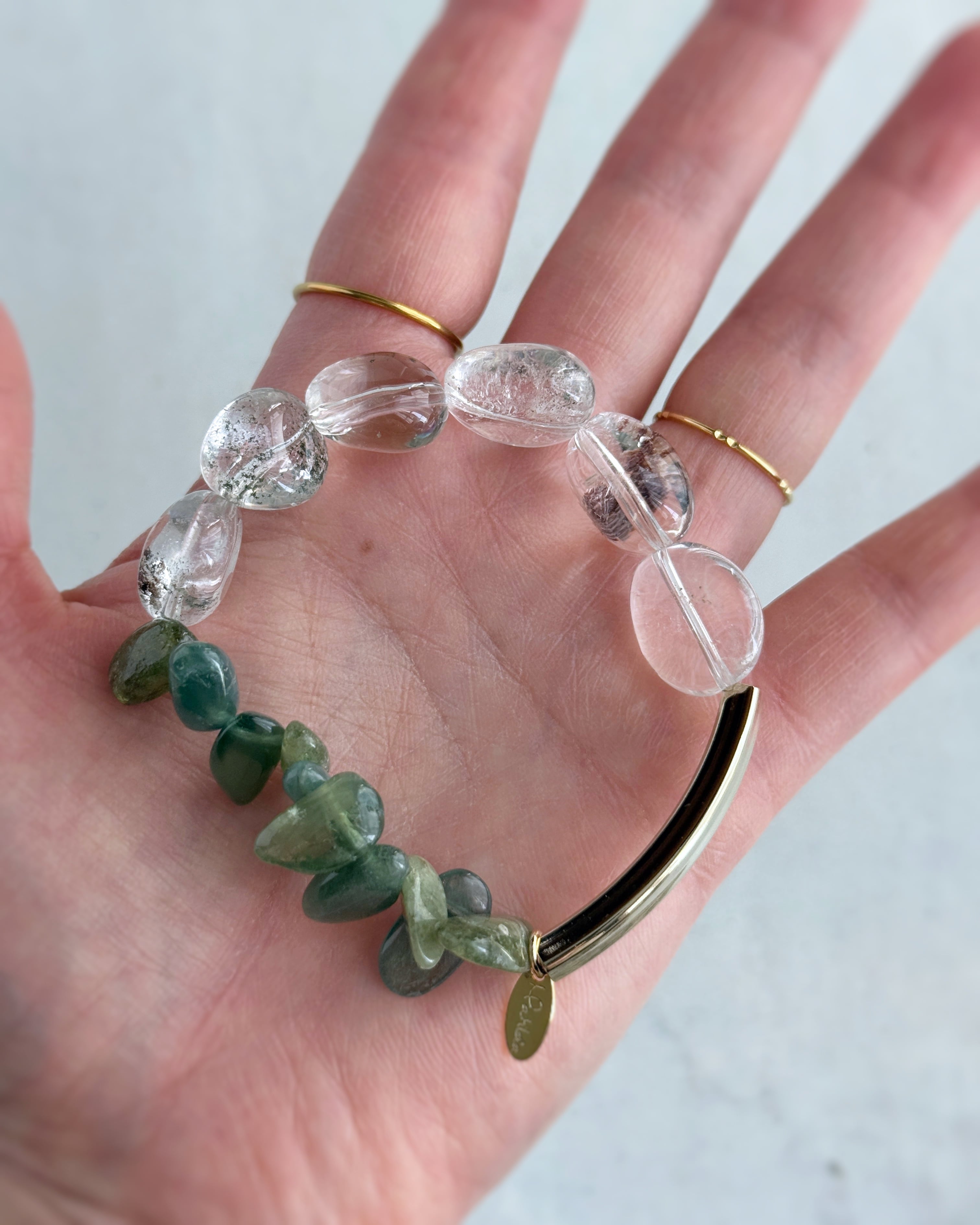 Tube & stone bracelet(ガーデンクォーツ×グリーンアパタイト)