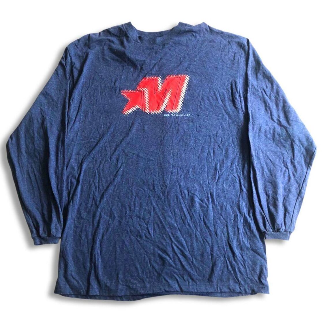 デッドストック 90s USA製 メッカ 長袖Tシャツ ネイビー XL Mecca USA 