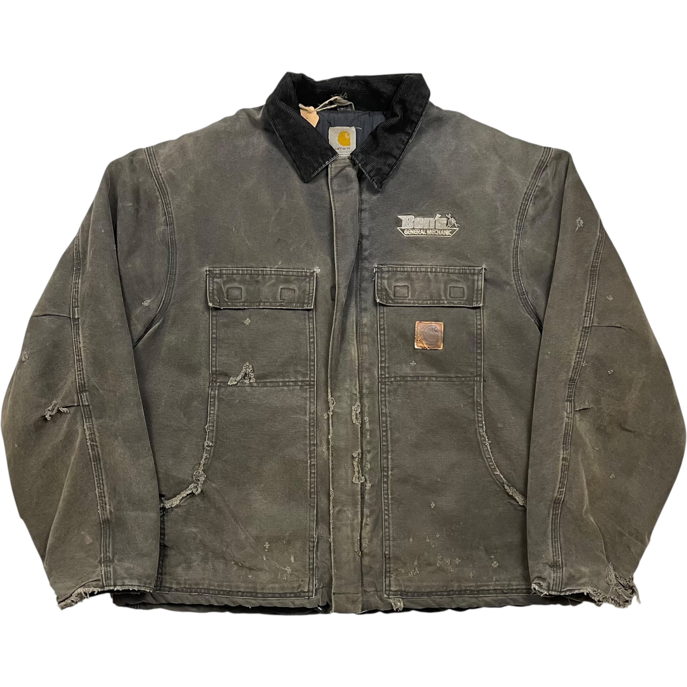 《XL》Carhartt カーハート トラディショナルコート トラディショナルジャケット 企業ロゴ 襟コーデュロイ ダメージ フェード ダークブラウン no.9800