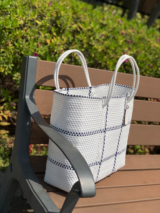 M Mercado Bag (Normal handle) White/Navy