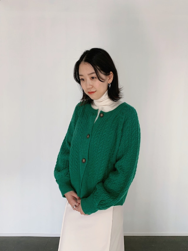 green knit cardigan