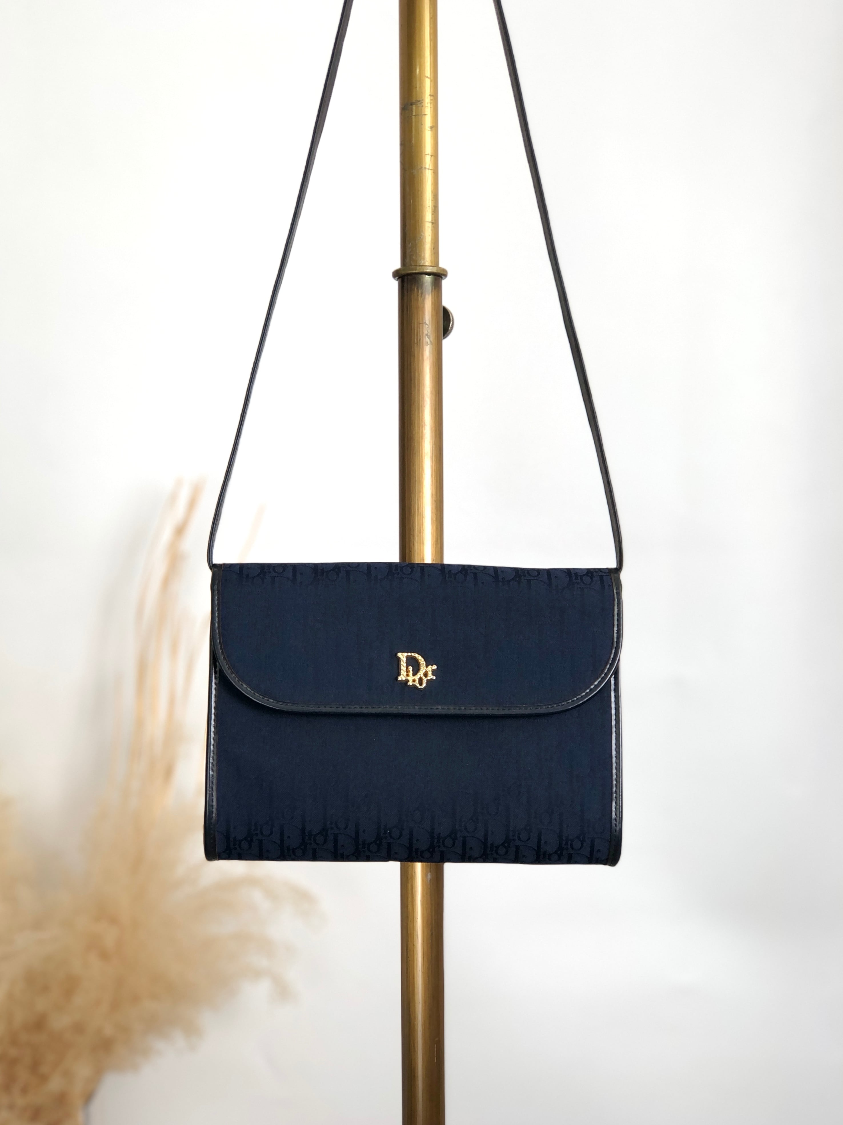 Christian Dior クリスチャン ディオール ショルダーバッグ ネイビー ロゴ キャンバス vintage ヴィンテージ オールド f8at4h