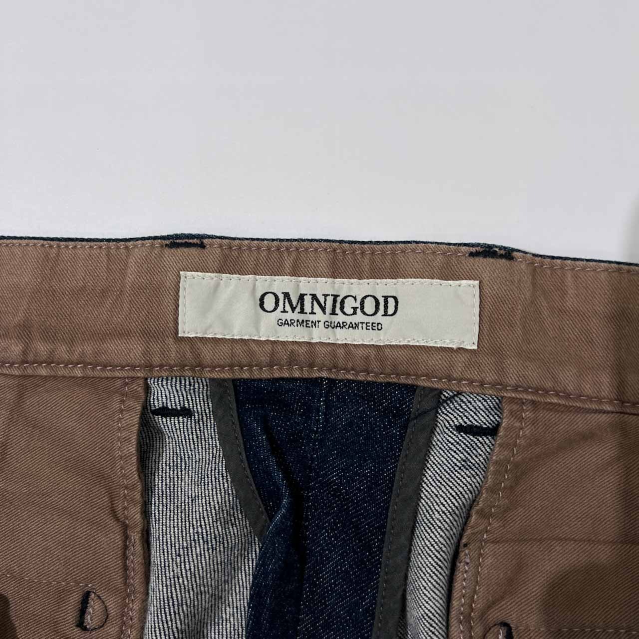 OMNIGOD オムニゴッド 裾ダブル トラウザーズ ストレッチ デニム パンツ 3 /メンズ/チノパン風/インディゴ/日本製