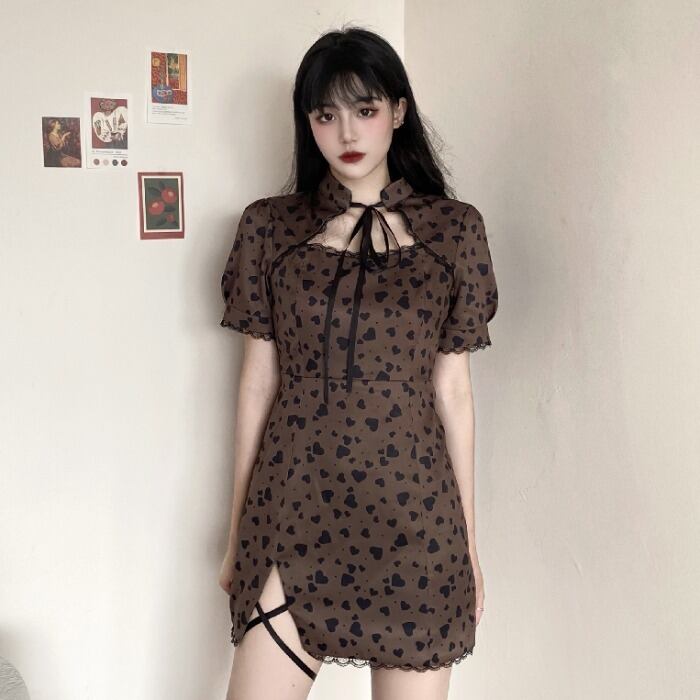 自然派スタイルスカート スタンダードスリムTシャツ ハイウェストウェストプリントドレス レトロ ケッペル99250465875