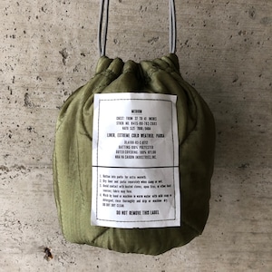 【HB1058】ショルダーミリタリー ライナーリメイクペイシェントバッグ　巾着